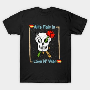 Skull Love And War Design T-Shirt